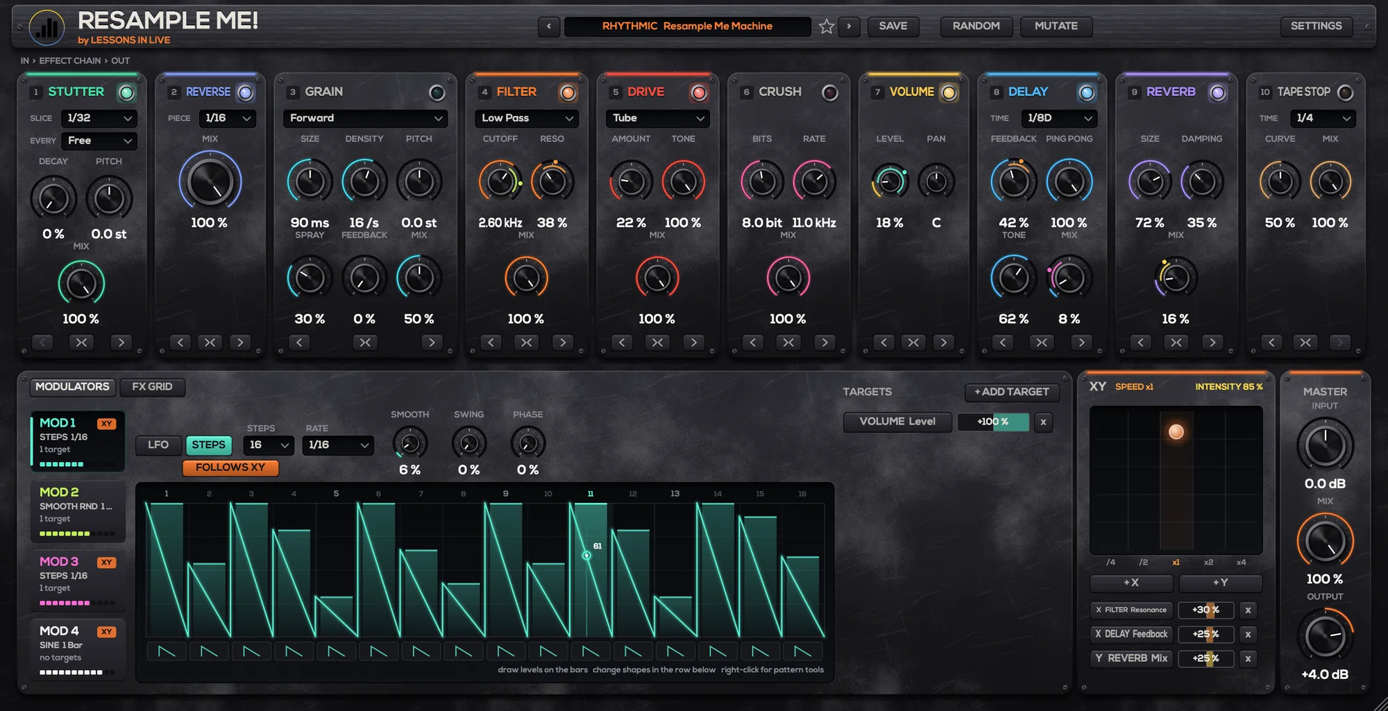 Resample Me multi-effect plug-in interface